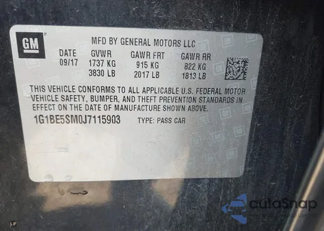 2018 Chevrolet Cruze Lt Auto from USA, damaged, VIN 1G1BE5SM0J7115903
